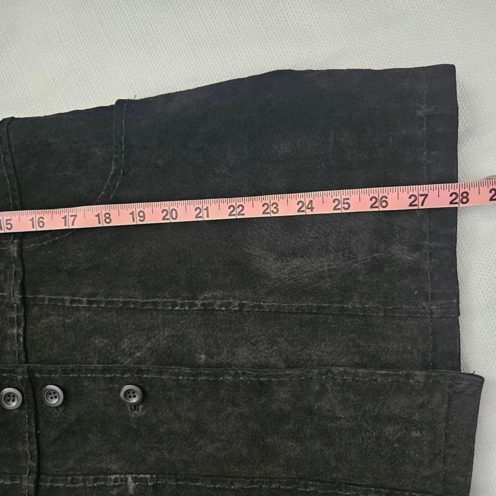 Wet Seal Leather Jacket Womens Large Black Good Suede Button Front Y2K Grunge - Picture 7 of 7